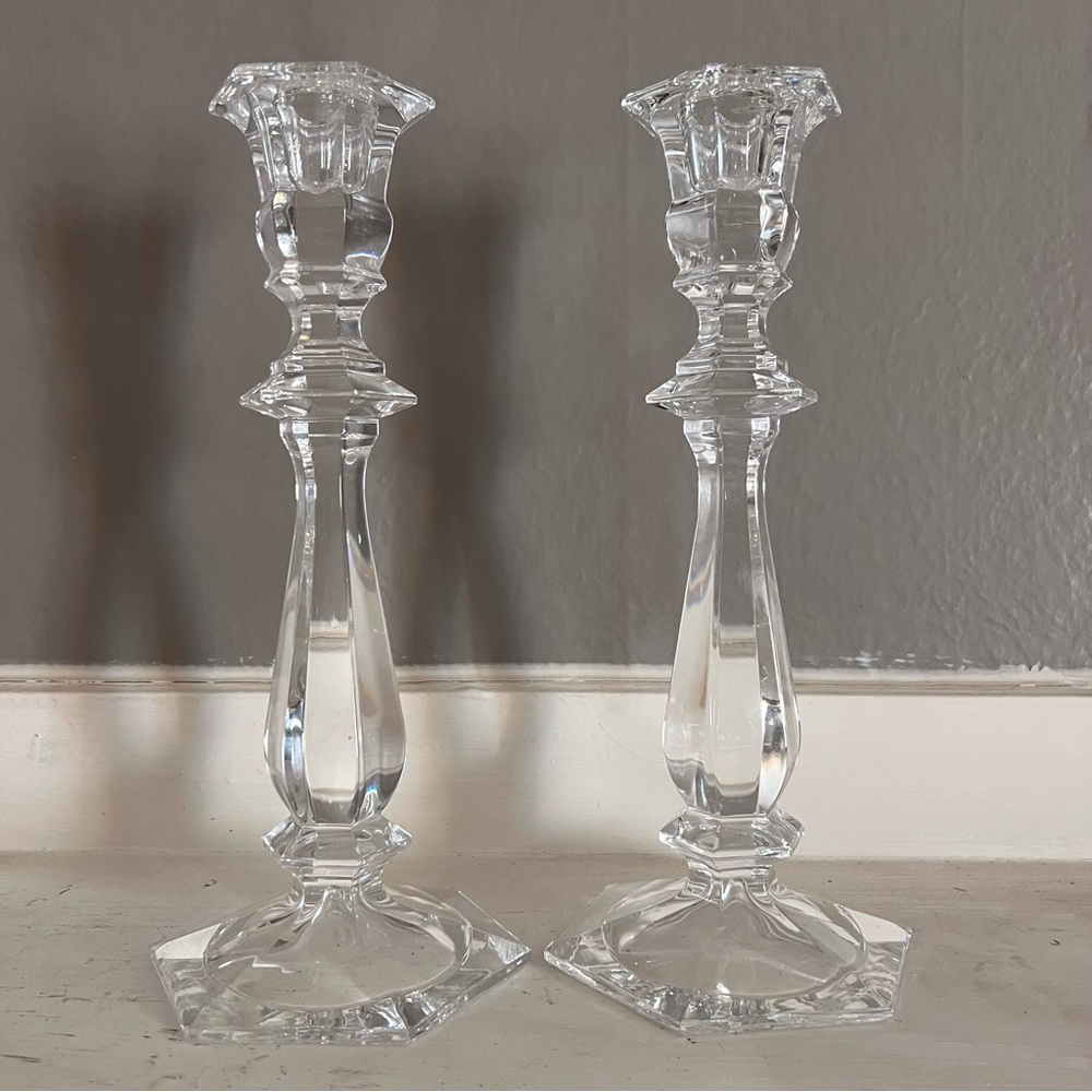 TOWLE Lot of 2 Vintage Crystal Candle Holders